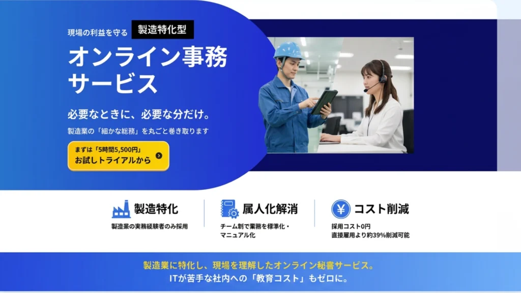オンライン事務代行サービスLP